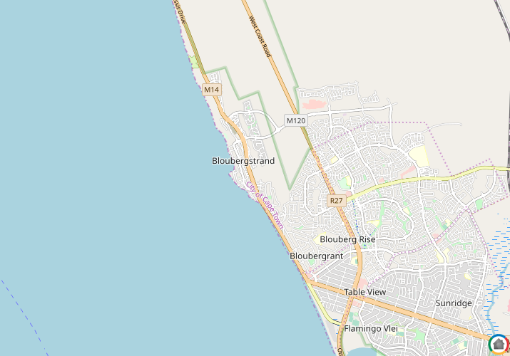 Map location of Bloubergstrand